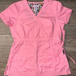 Koi Katelynn Pink Scrub Top w/ Tie